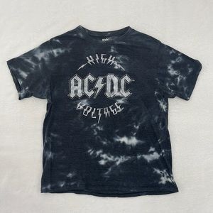 AC/DC High Voltage Men's Graphic Gray Tie Dye T-Shirt Sz XL